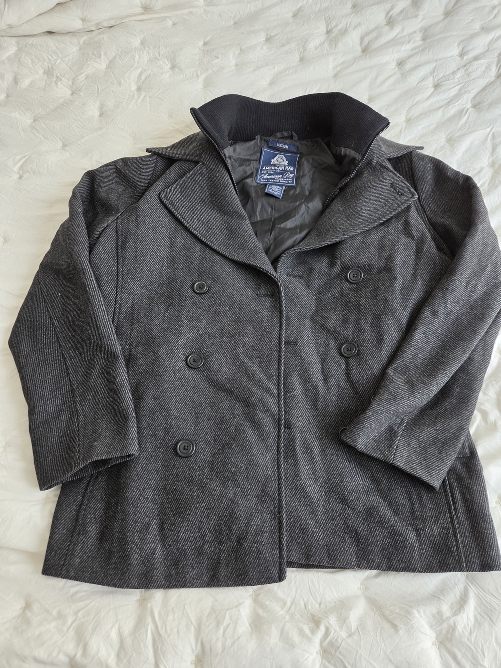 American Rag Men’s Charcoal Gray Wool Blend Double-Breasted Coat